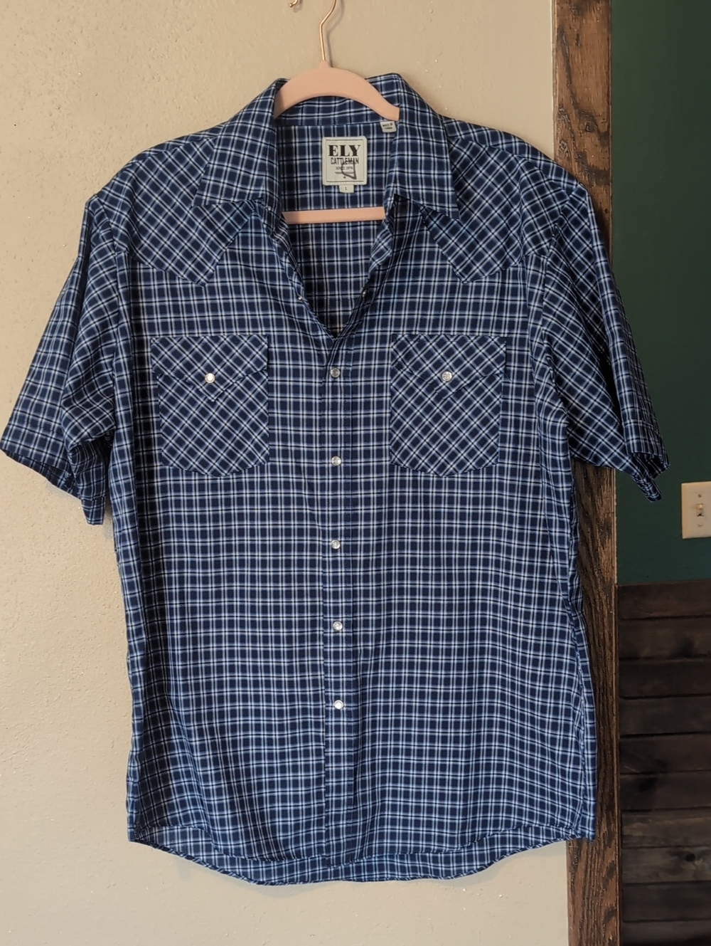 Ely Cattleman Western Pearl Snap Plaid Short-Sleeve Shirt